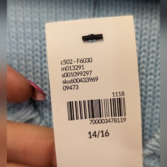 LANE Bryant Baby Blue Unique V Neck Cable Cotton Sweater 14/16 - Picture 4 of 7